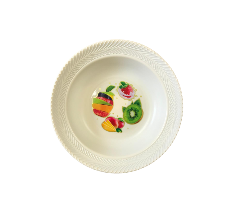 Fruit Print Plastic Bowl Plate 22 cm Assorted Designs