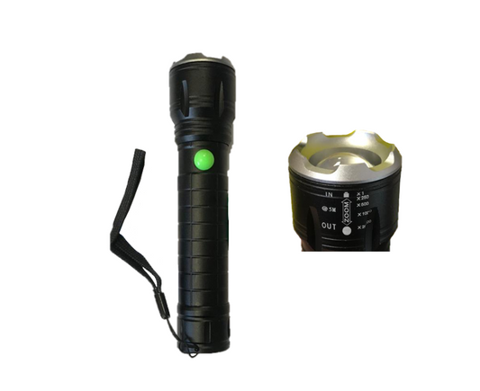 Premium Metal LED Torch Flashlight with Zoom 100 Lumen
