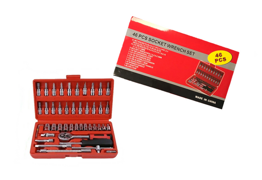 Professional 46Piece Metal Socket Wrench Set with Carry Case