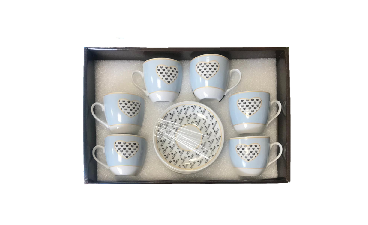 Elegant Coffee Tea Cup Mug Set with Saucers Set of 12
