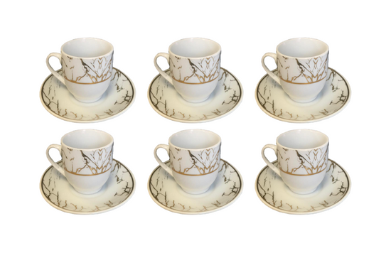 Elegant Coffee Espresso Cup Set with Saucers Set of 12 Assorted Designs