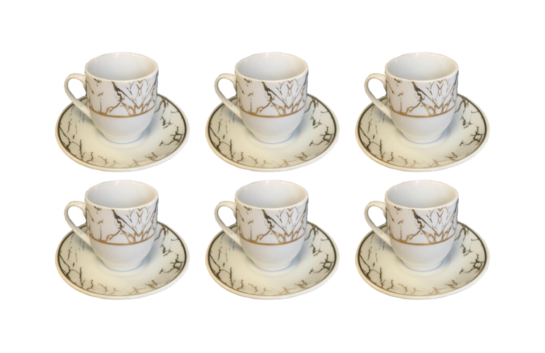 Elegant Coffee Espresso Cup Set with Saucers Set of 12 Assorted Designs