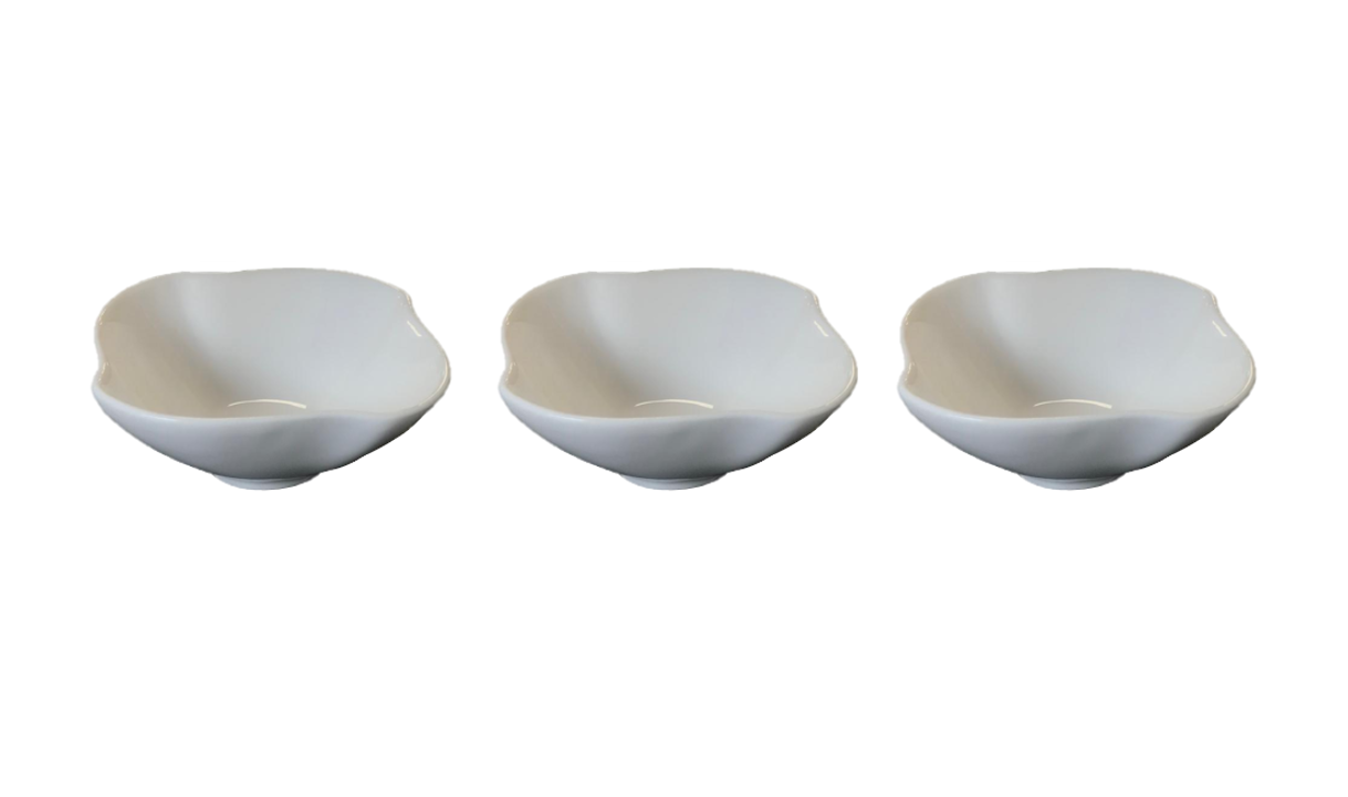 Elegant Small Porcelain Appetiser Sauce Dish Bowl Set of 3