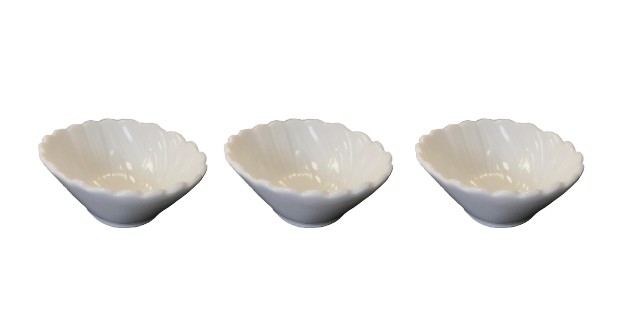 Elegant Small Porcelain Appetiser Sauce Dish Bowl Set of 3
