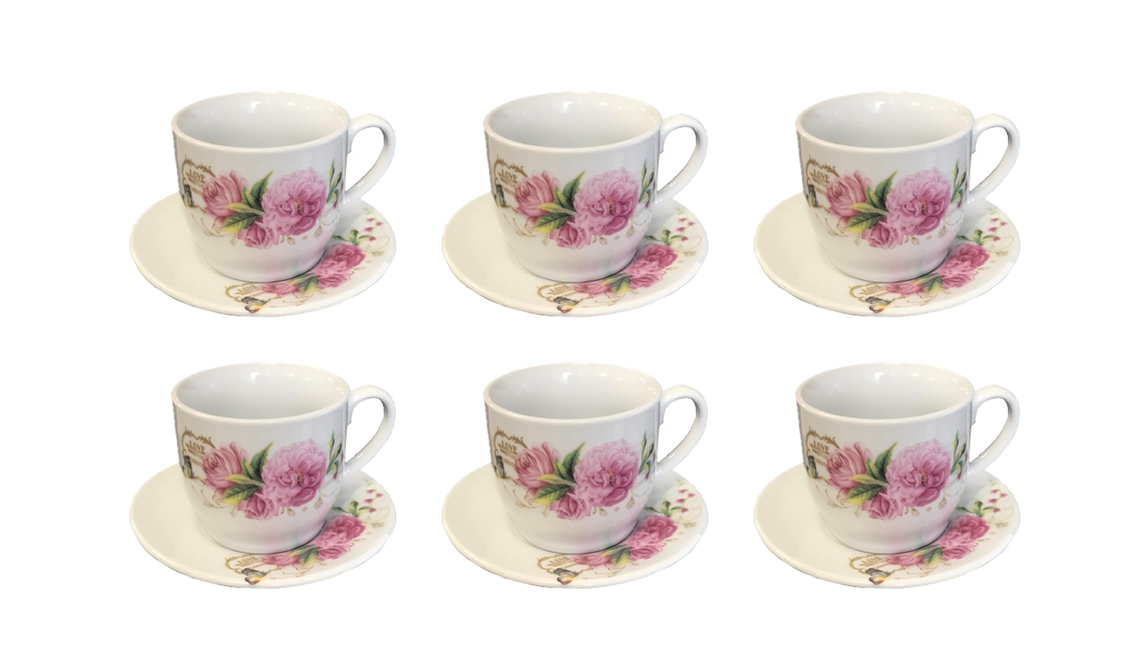 Elegant Coffee Espresso Cup Set with Saucers Set of 12