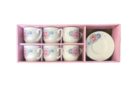 Elegant Coffee Espresso Cup Set with Saucers Set of 12 Assorted Designs