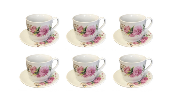 Elegant Coffee Espresso Cup Set with Saucers Set of 12 Assorted Designs