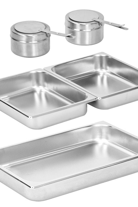 SQ Professional Double Compartment Roll Top Chafing Dish Silver Oblong 2 x 4L