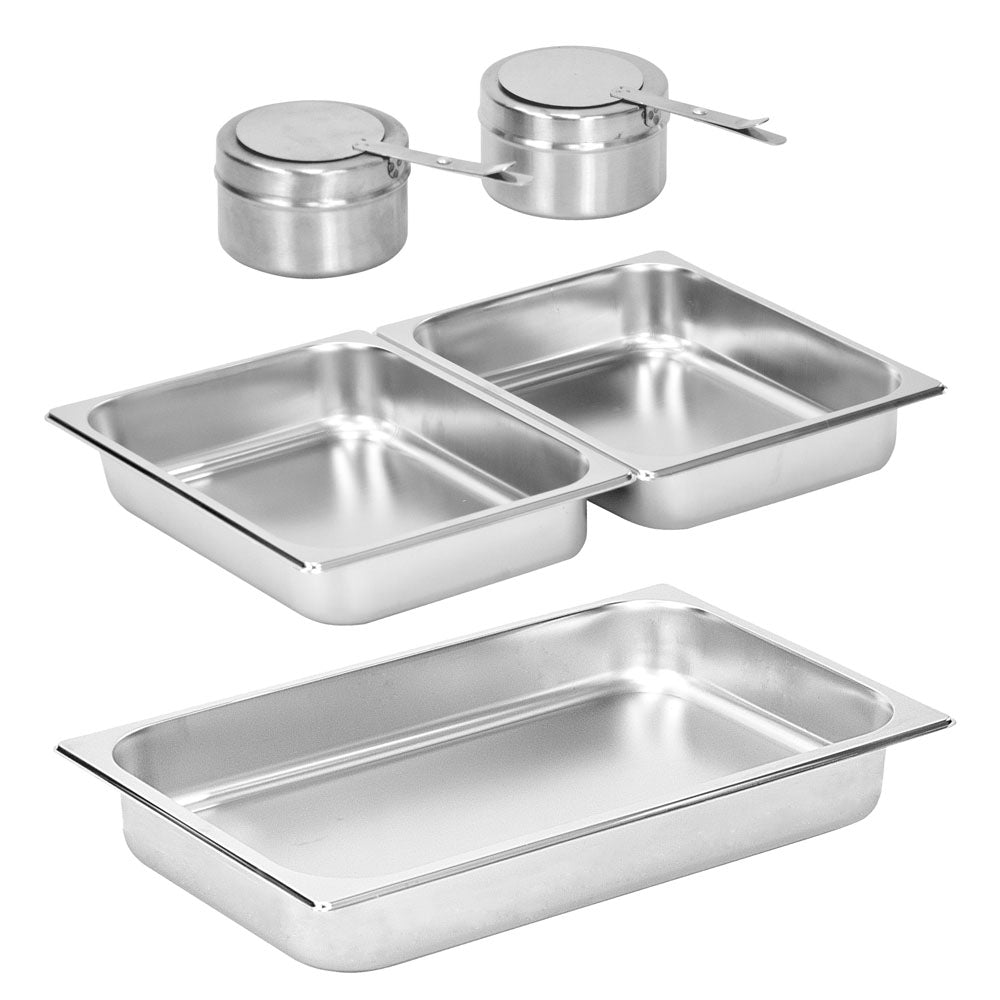 SQ Professional Double Compartment Roll Top Chafing Dish Silver Oblong 2 x 4L