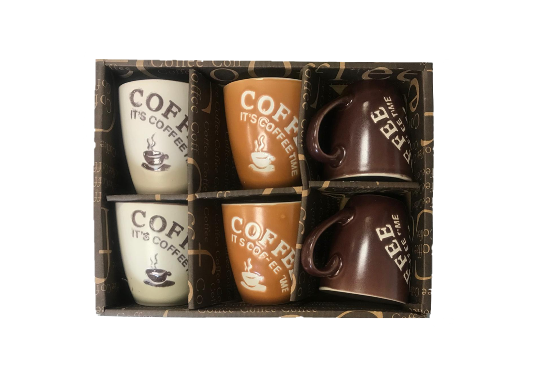 Premium Coffee Tea Cup Mug Set of 6 Assorted Colors