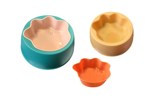Cute 2in1 Pet Food Bowl with Paw Design 16 x 65 cm