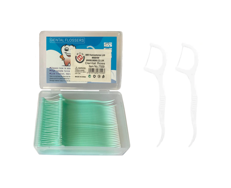 Premium Dental Floss Toothpicks with Assorted Colours in Convenient Plastic Container
