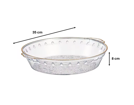 Elegant Round Transparent Plastic Fruit Bowl with Gold Rim and Handles
