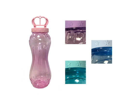 Premium Plastic Water Bottle with Crown Cap Lid Design Assorted Colors