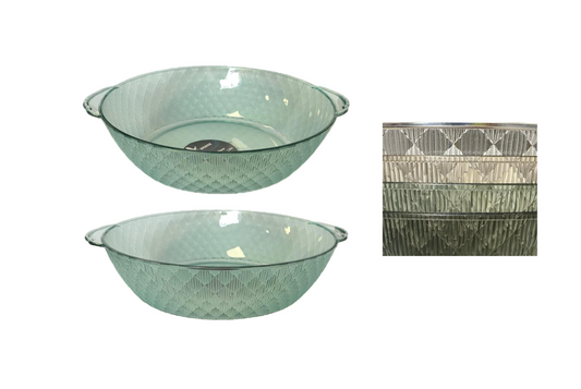 Elegant Round Diamond Patterned Fruit Bowl with Handles 24 x 7 cm