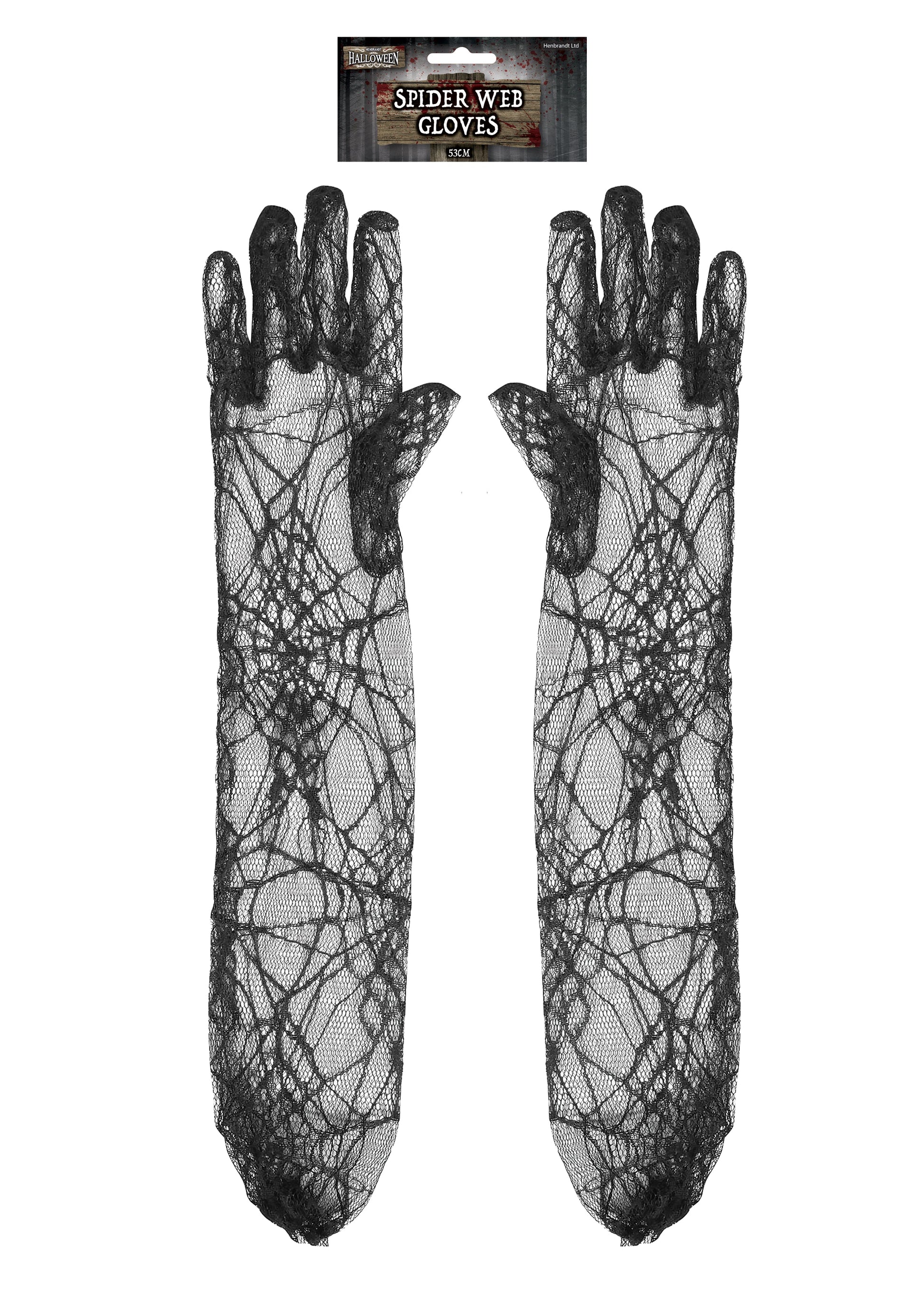 Halloween Spider Web Gloves 53cm Length
