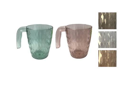 105 x 85 cm Transparent Plastic Drinking Cup Mug with Handle and Textured Pattern