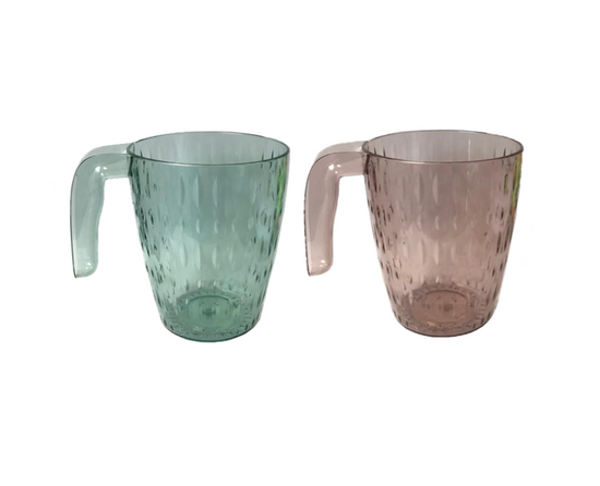 105 x 85 cm Transparent Plastic Drinking Cup Mug with Handle and Textured Pattern