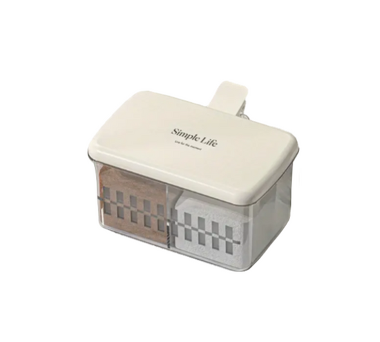 Transparent 2 Compartment Spice Storage Container with Handle Spoons