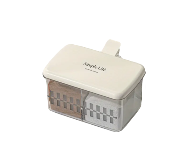 Transparent 2 Compartment Spice Storage Container with Handle Spoons