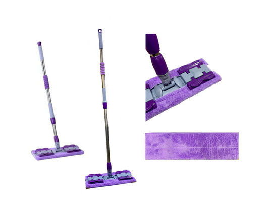 Extendable Microfibre Flat Floor Mop with Extra Refill Pad