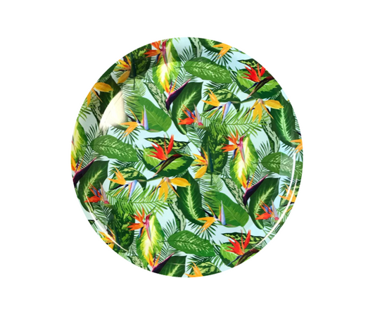 Elegant 34 cm Plastic Round Serving Tray with Unique Printed Design