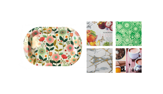 Elegant Printed Plastic Serving Tray 465 x 315 cm