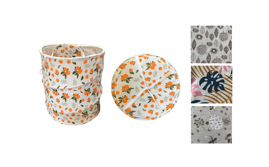 Foldable Fabric Laundry Basket with Zipper Assorted Designs