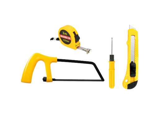 4Piece DIY Tools Set Saw Stanley Knife Screwdriver Measuring Tape