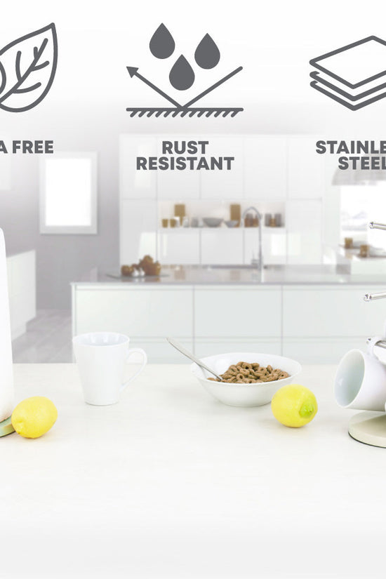 Elegant Dainty Kitchen Roll Holder Mug Tree Set in Chantilly Cream