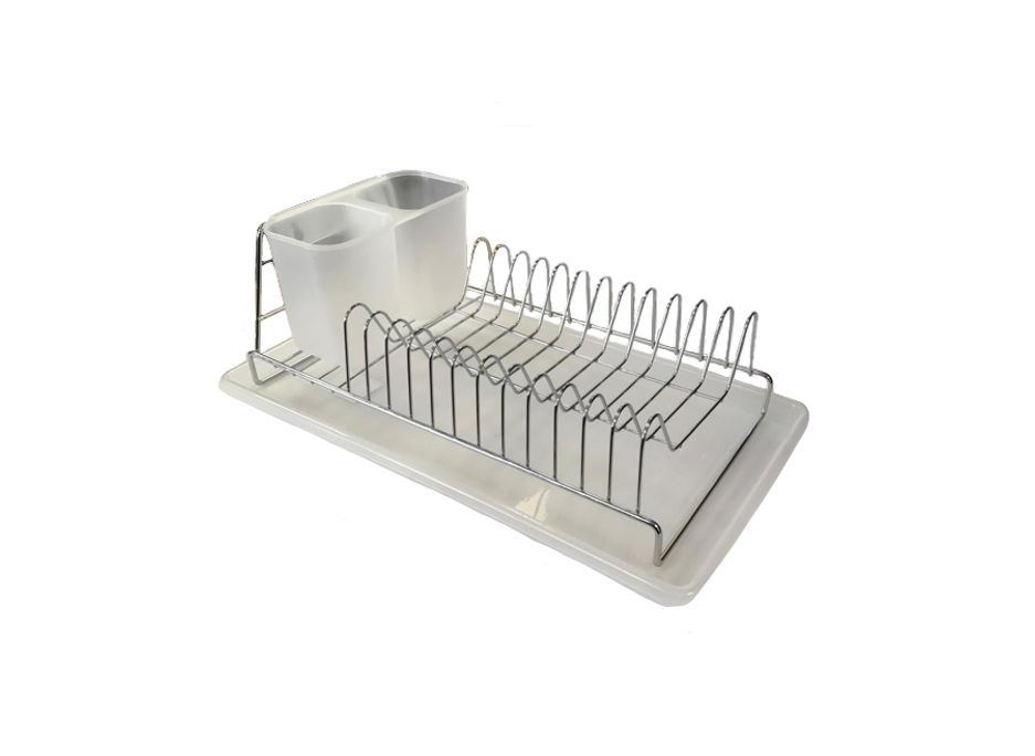 Premium Plastic and Metal Dish Drainer Rack with Drip Tray Efficient Kitchen Organizer