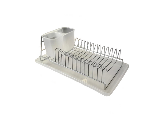 Premium Plastic and Metal Dish Drainer Rack with Drip Tray Efficient Kitchen Organizer