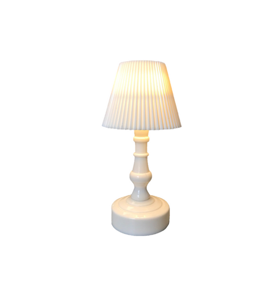 Vintage Style Mini LED Battery Operated Nightstand Lamp White