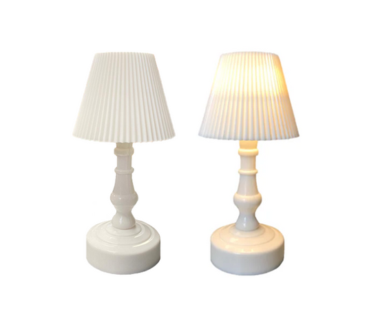 Vintage Style Mini LED Battery Operated Nightstand Lamp White