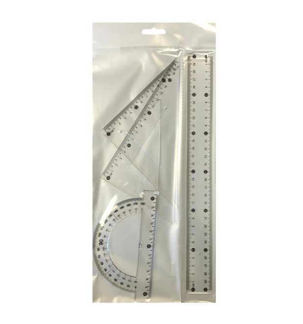 Maths Plastic Ruler and Geometry Set Set of 4