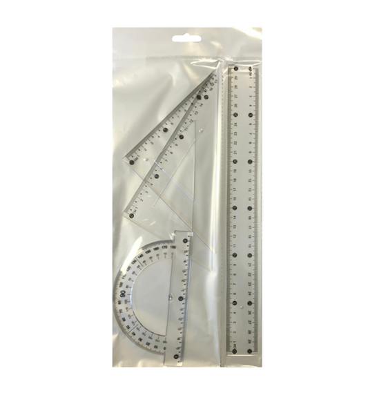 Maths Plastic Ruler and Geometry Set Set of 4