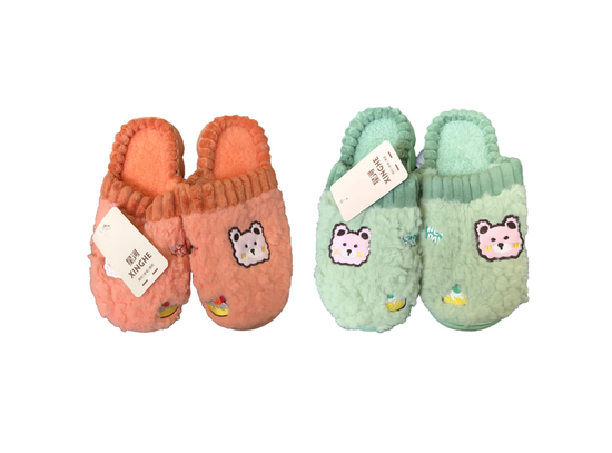 Cozy Indoor Fuzzy Bear Design House Slippers Assorted Sizes Colors