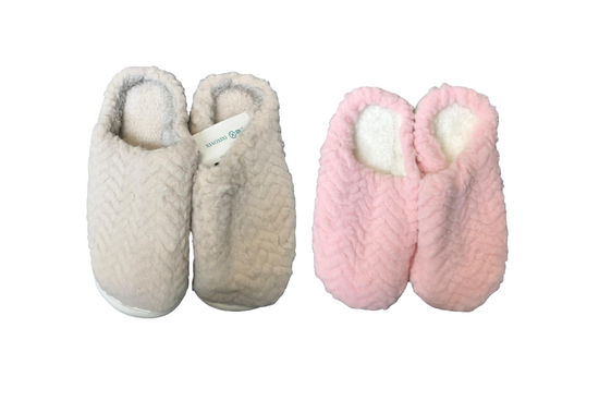 Cozy Indoor Fuzzy House Slippers Chevron Design Assorted Sizes Colors