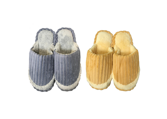 Cozy Indoor Fuzzy House Slippers with Striped Design