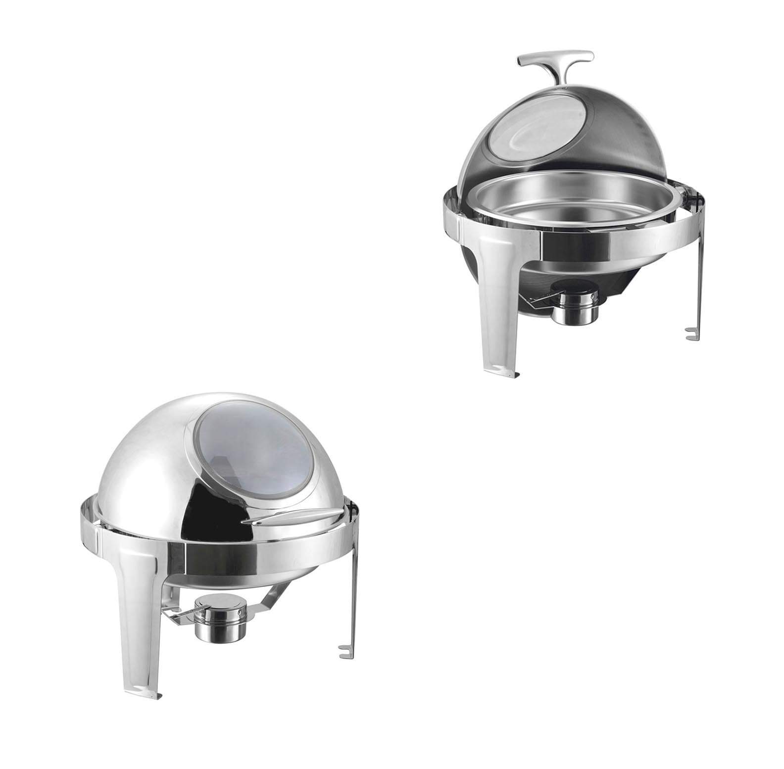 SQ Professional Banquet Chafing Dish 65L with Roll Top and Window Silver Finish