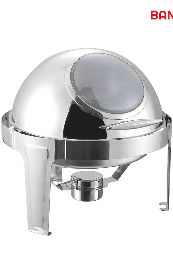 SQ Professional Banquet Chafing Dish 65L with Roll Top and Window Silver Finish