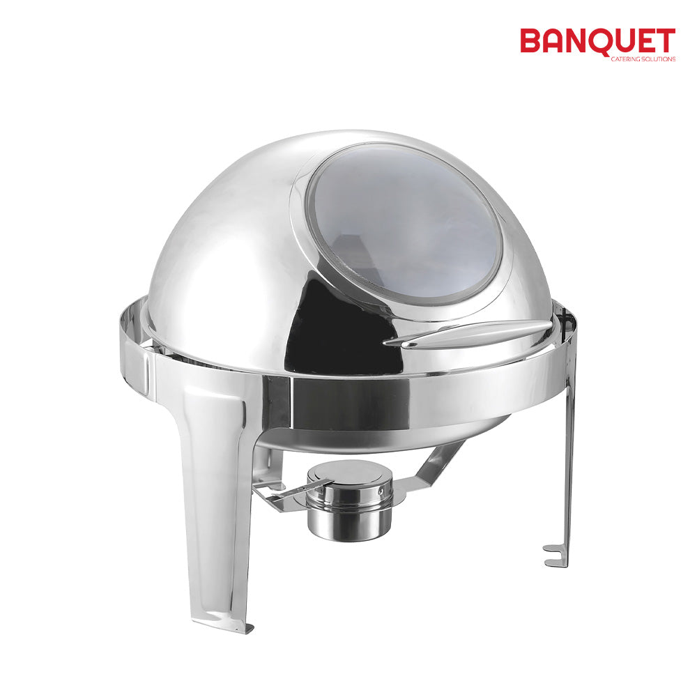 SQ Professional Banquet Chafing Dish 65L with Roll Top and Window Silver Finish