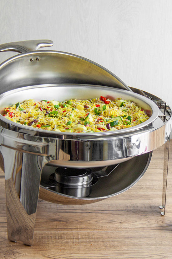 SQ Professional Banquet Chafing Dish 65L with Roll Top and Window Silver Finish