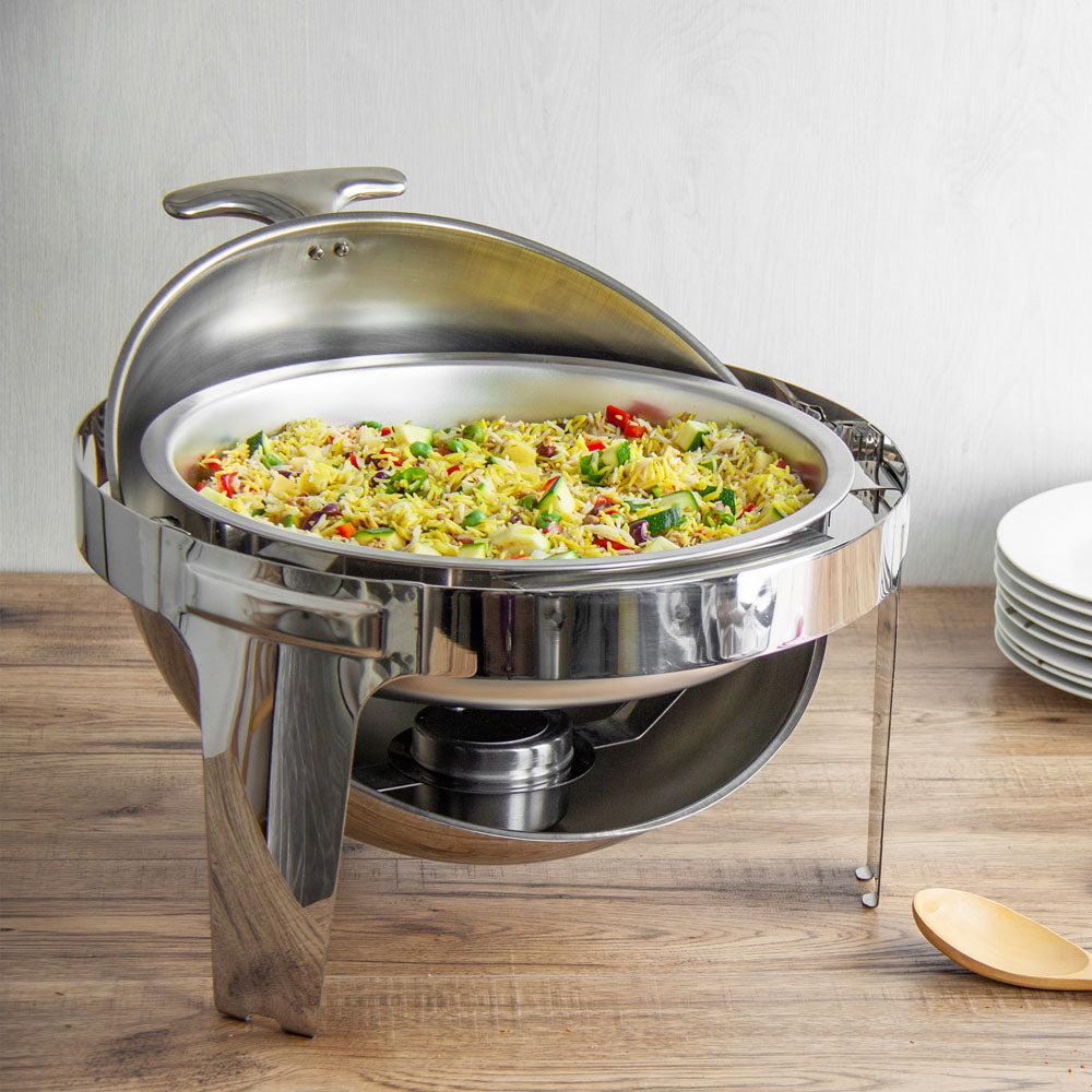 SQ Professional Banquet Chafing Dish 65L with Roll Top and Window Silver Finish