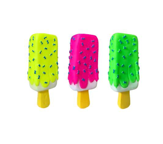 Interactive Dog Toy Squeaky Ice Cream Popsicle with Dog Bone Print
