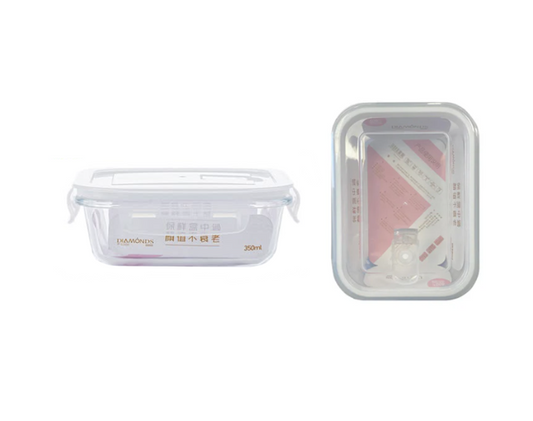 Rectangular Glass Food Storage Container with Air Vent 350ml