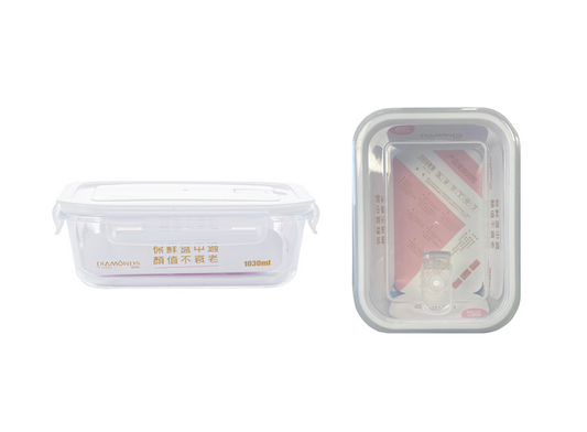 1030ml Rectangular Glass Food Storage Container with Air Vent
