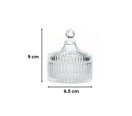 Ribbed Glass Candy Sweets Sugar Storage Bowl Jar with Lid 9 x 65 cm