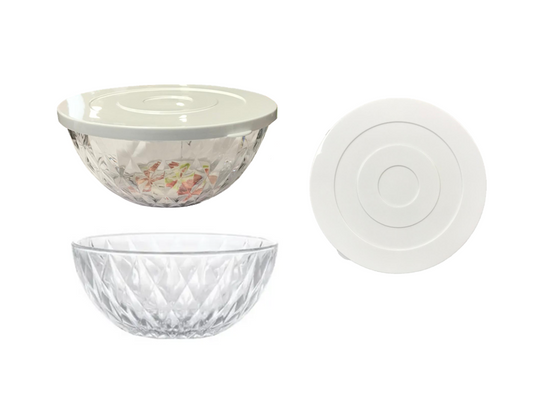 Diamond Pattern Plastic Food Storage Salad Bowl 37 x 12 cm