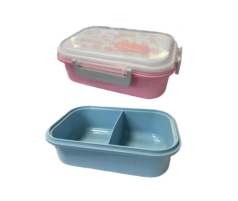 2 Compartment Lunch Box with Cutlery Assorted Colors